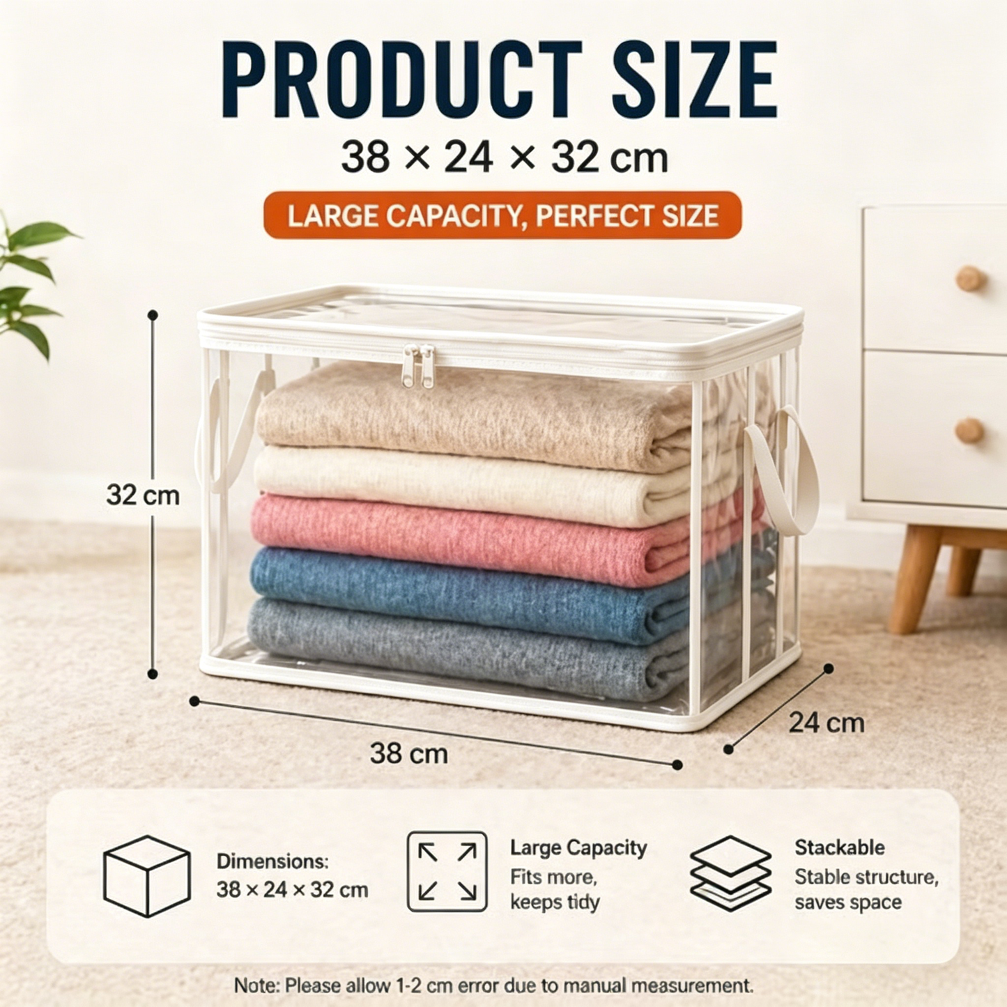 Large Heavy-Duty Thick Plastic Clear Storage Bag for Clothes, Moving & Storage