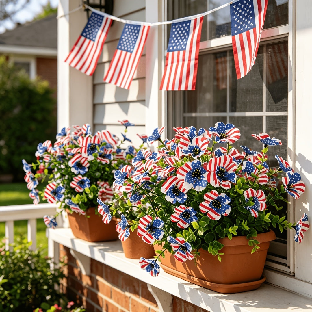 🦅4th of July Hot Sale 50% Off 🔥 Patriotic Red White Blue Artificial Flowers💐